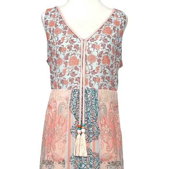 Soft Surroundings Guadalupe Tassel Floral Paisley Chiffon Maxi Dress SZ XL - Picture 4 of 10